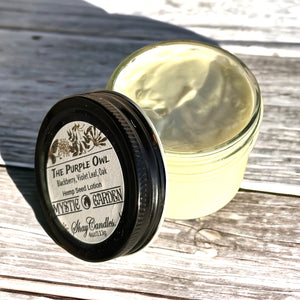 Blackberry, Violet Leaf, Oak scent Hemp Lotion ||4oz glass jar  |”THE PURPLE OWL”