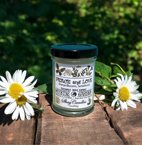 Orange Blossoms, Sandalwood 2oz Candle ||Coconut Wax ||”PEACE and LOVE”