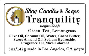 Green Tea, Lemongrass Scent / TRANQUILITY GIFT SET  / Vegan Soap, Coconut Wax Candle, Hemp Seed Lotion