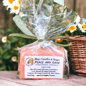 Orange Blossom, Sandalwood 6oz Candle + 4oz Soap Gift Set ||”PEACE and LOVE”