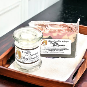 Colombian Coffee, Donut Soap and Candle Gift Set||”COFFEE n DONUTS GIFT SET”