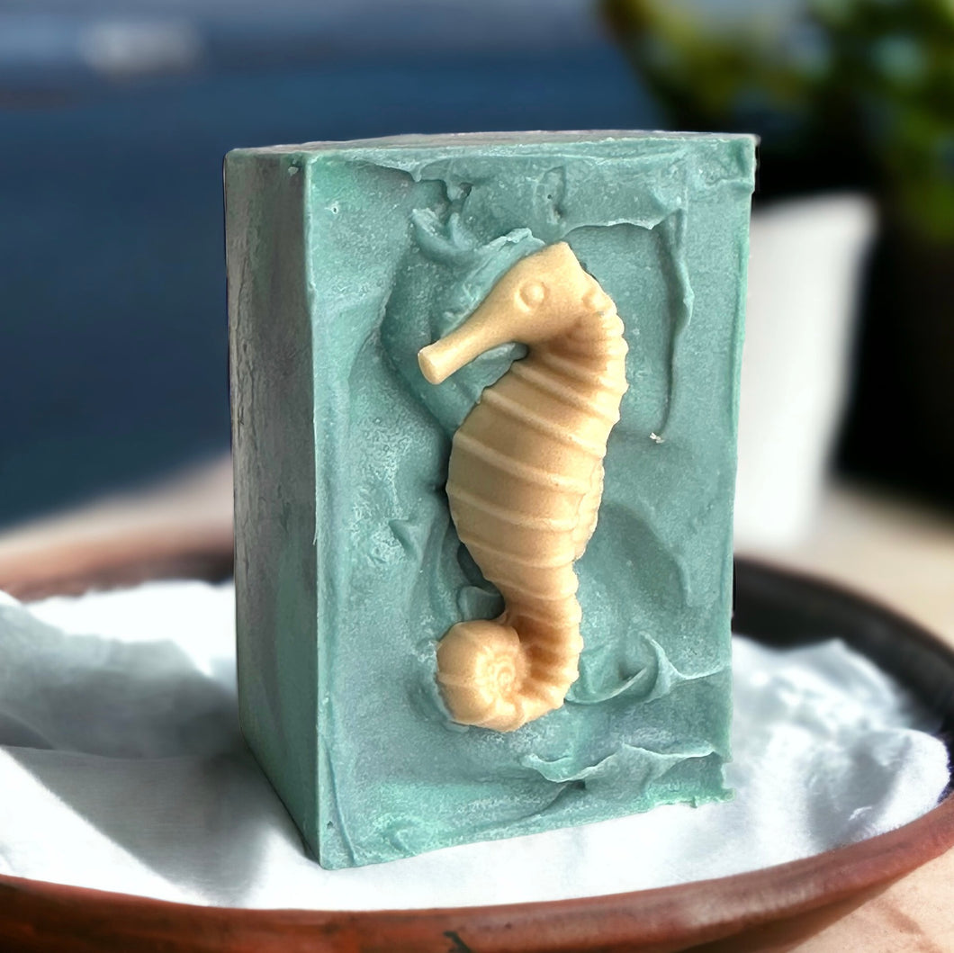 Lime, Ginger, Coconut Scent Bar of Soap  || 4 oz vegan soap ||”SEAHORSE WISHES”