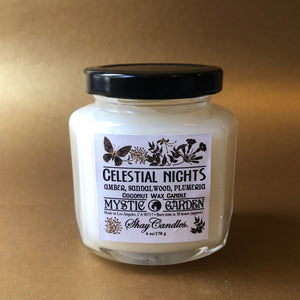 Amber, Sandalwood, Plumeria Scented 6oz Candle ||Coconut Wax ||”Celestial Nights”