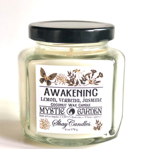 Lemon, Verbena, Jasmine Scented 6oz Candle ||Coconut Wax ||”Awakening”